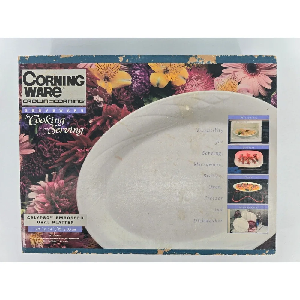 Vintage CorningWare Calypso Embossed Oval Platter 10x14 6109553 NEW IN BOX